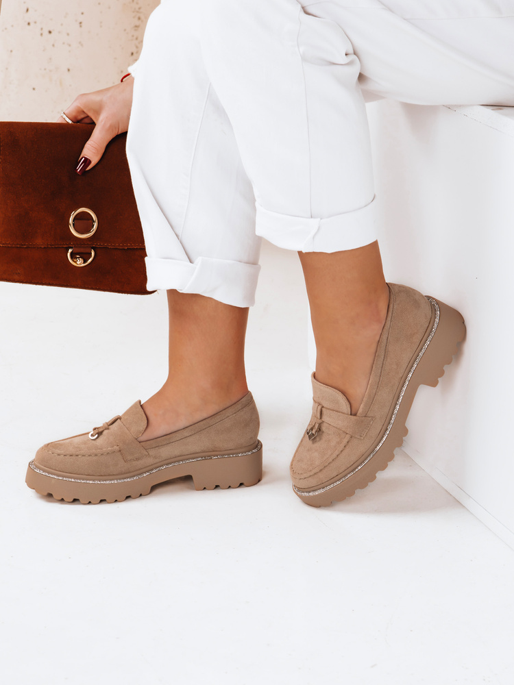 Mokasyny damskie LOAFELIA khaki Dstreet