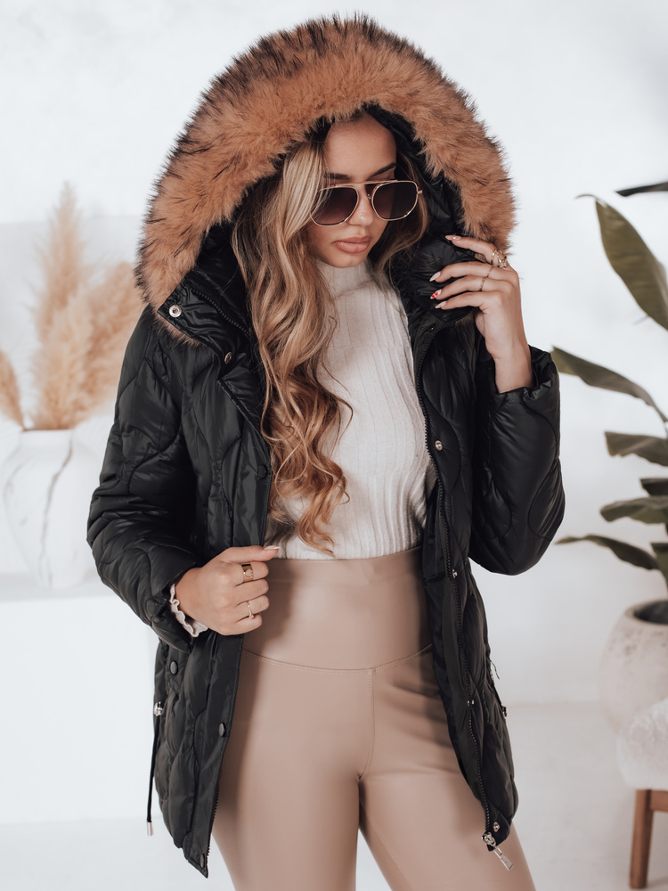 Geacă de iarnă pentru femei LUMORE cu glugă, kaki