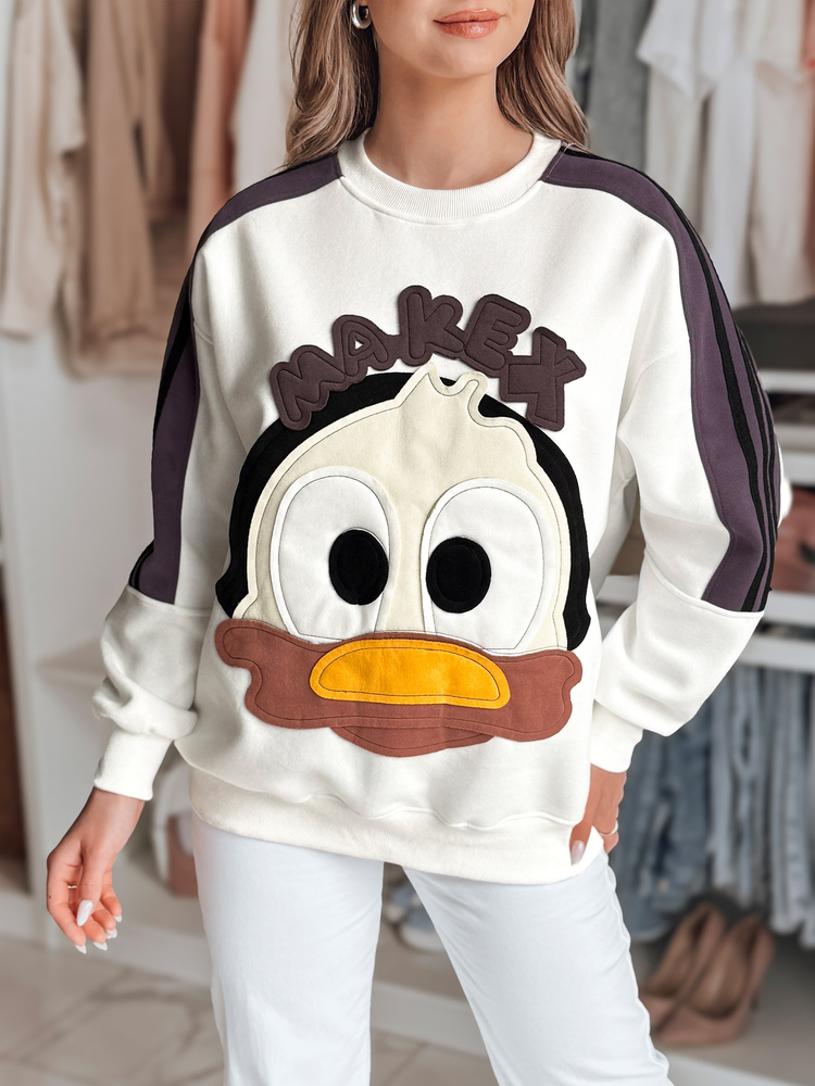 Bluza damska oversize z naszywkami CUTE MAKEX biała Dstreet