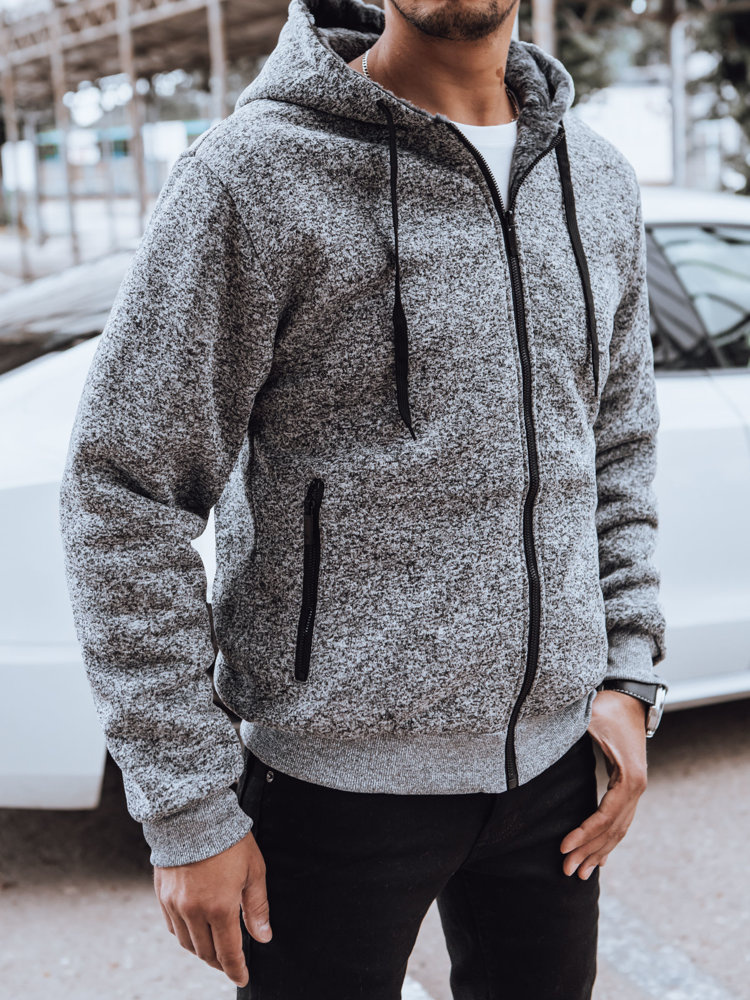 Rozpinana bluza męska ocieplana jasnoszara Dstreet