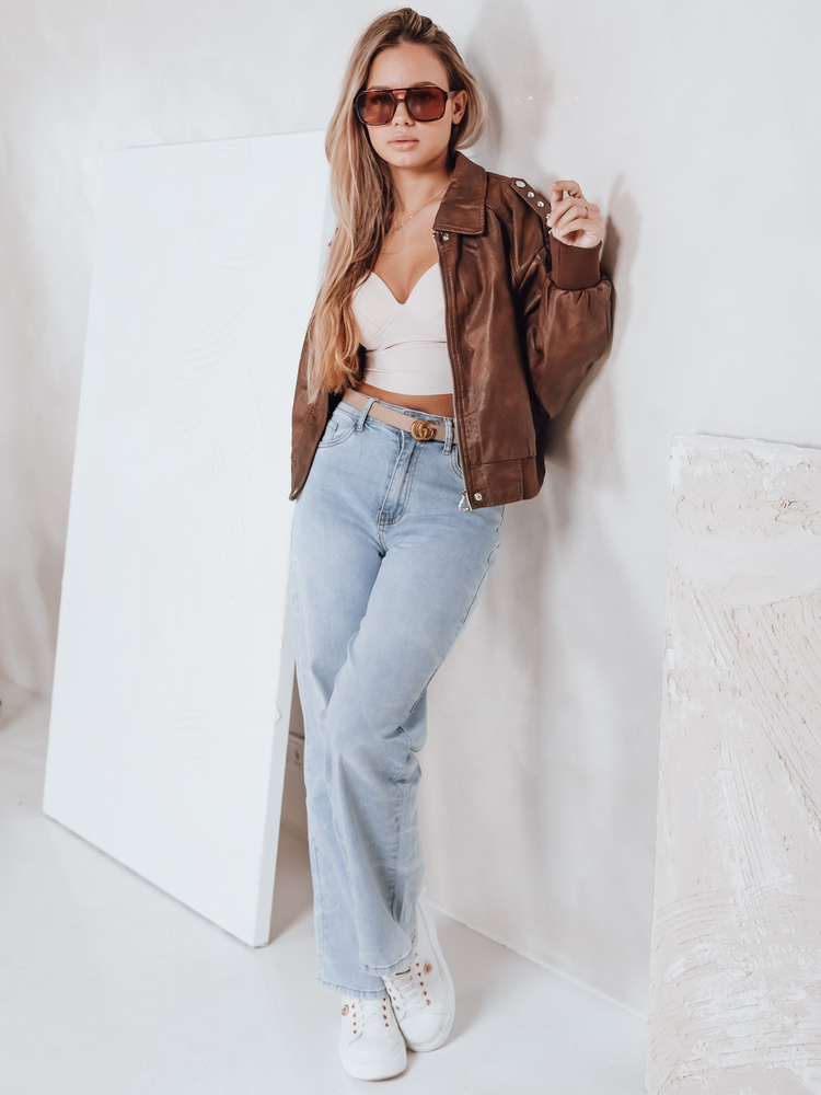 Blugi drepți cu talie înaltă pentru femei