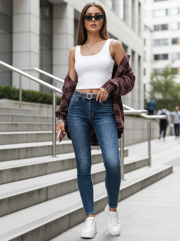 Dámske skinny push-up rifle modré