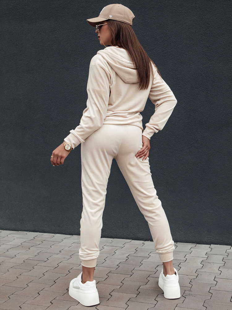 Komplet damski welurowy VELCOMFY ecru Dstreet