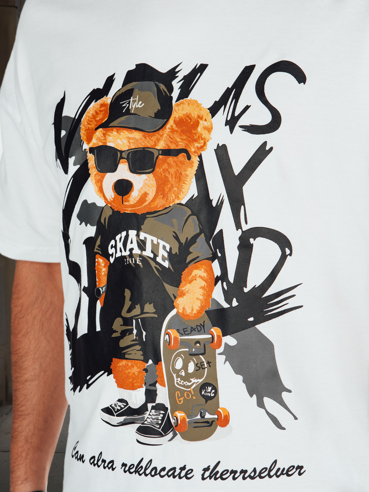 Tricou bărbătesc cu imprimeu, alb