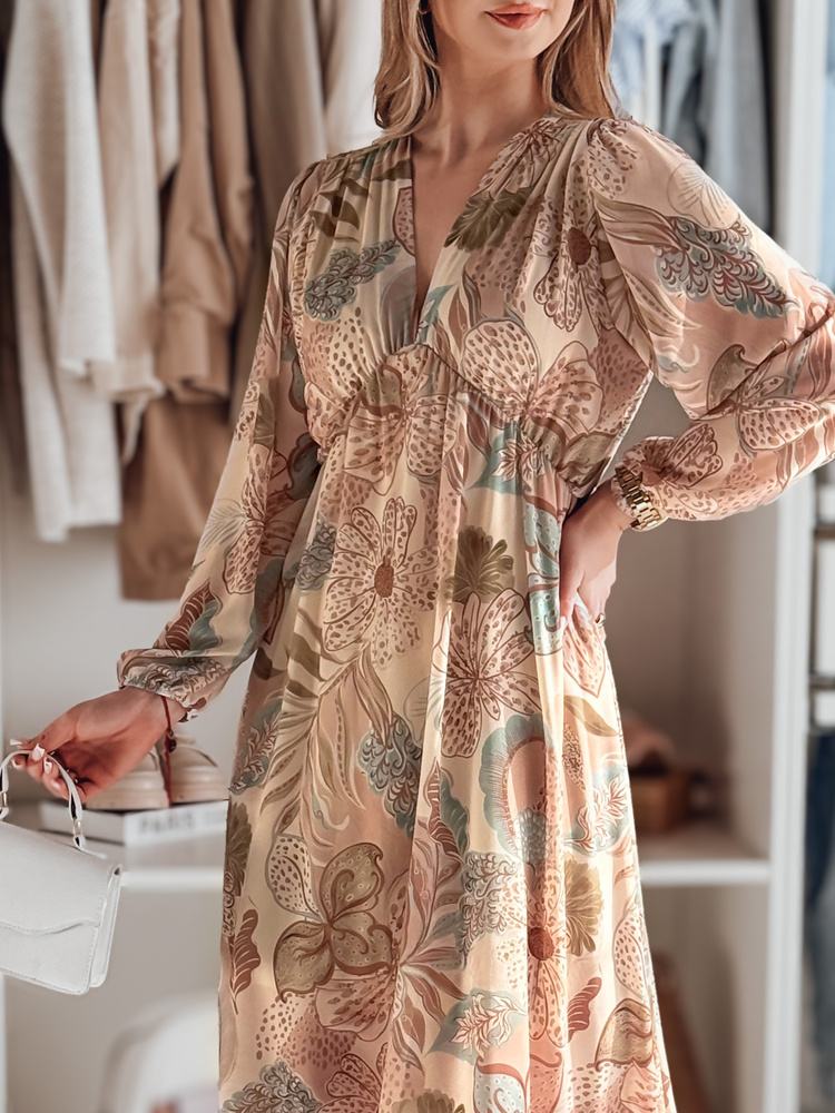 Rochie midi cu model floral LILOVIE