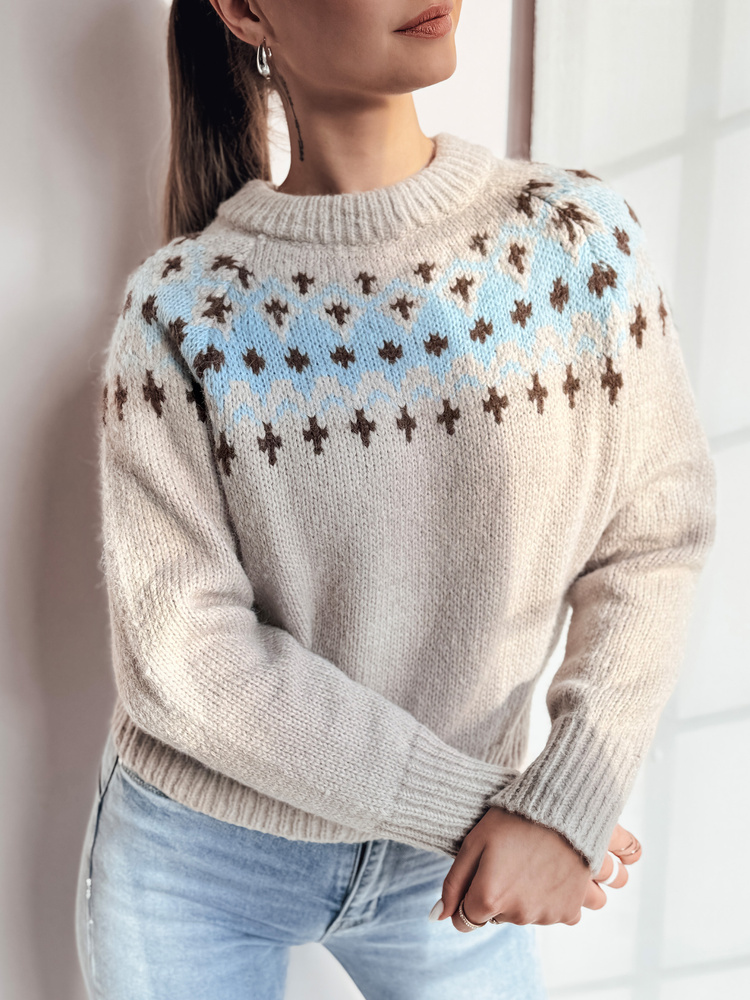 Sweter damski one size SKADOVA ciemnobeżowy Dstreet