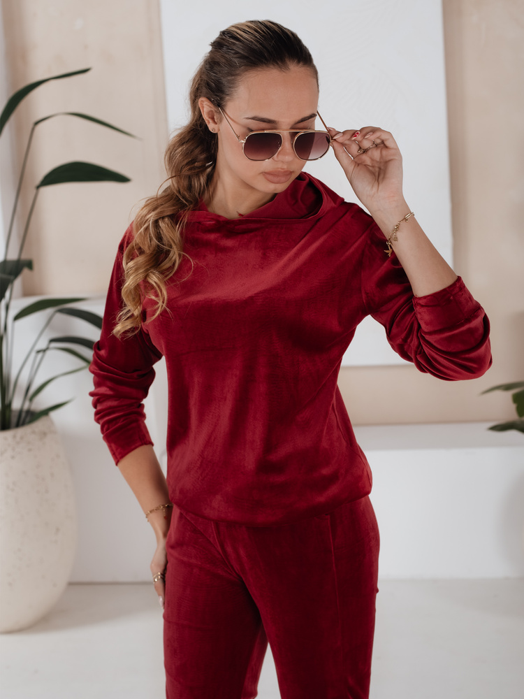 Bordowy damski komplet welurowy SO COMFY Dstreet