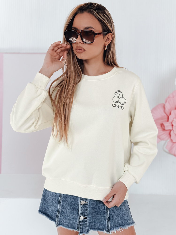 Bluza damska masełko oversize z haftem CHERSOFT ecru Dstreet
