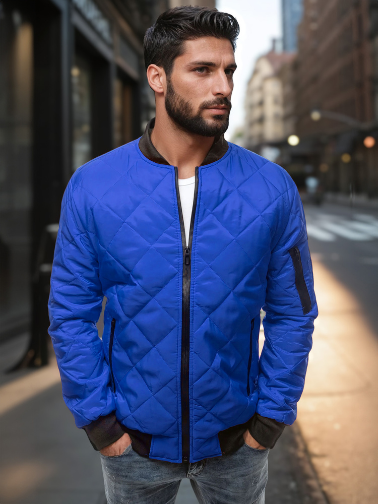 DStreet Kurtka męska pikowana bomber jacket niebieska