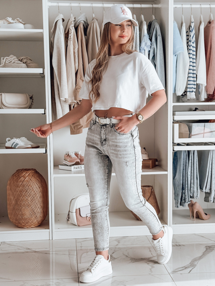 Spodnie damskie slim fit jeansowe SKINNEX szare Dstreet