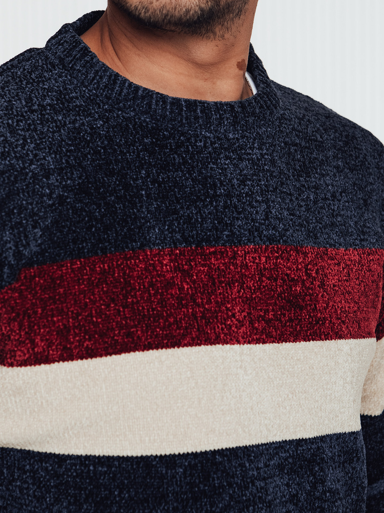 Sweter męski w paski granatowy Dstreet