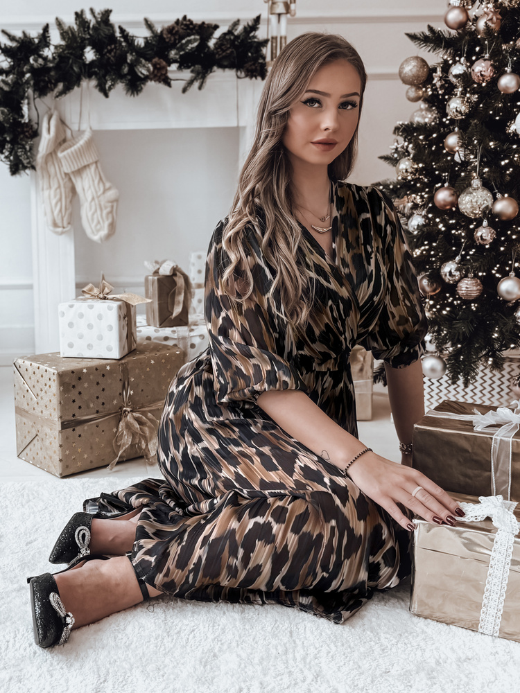 Rochie midi cu imprimeu leopard TIGRISSA