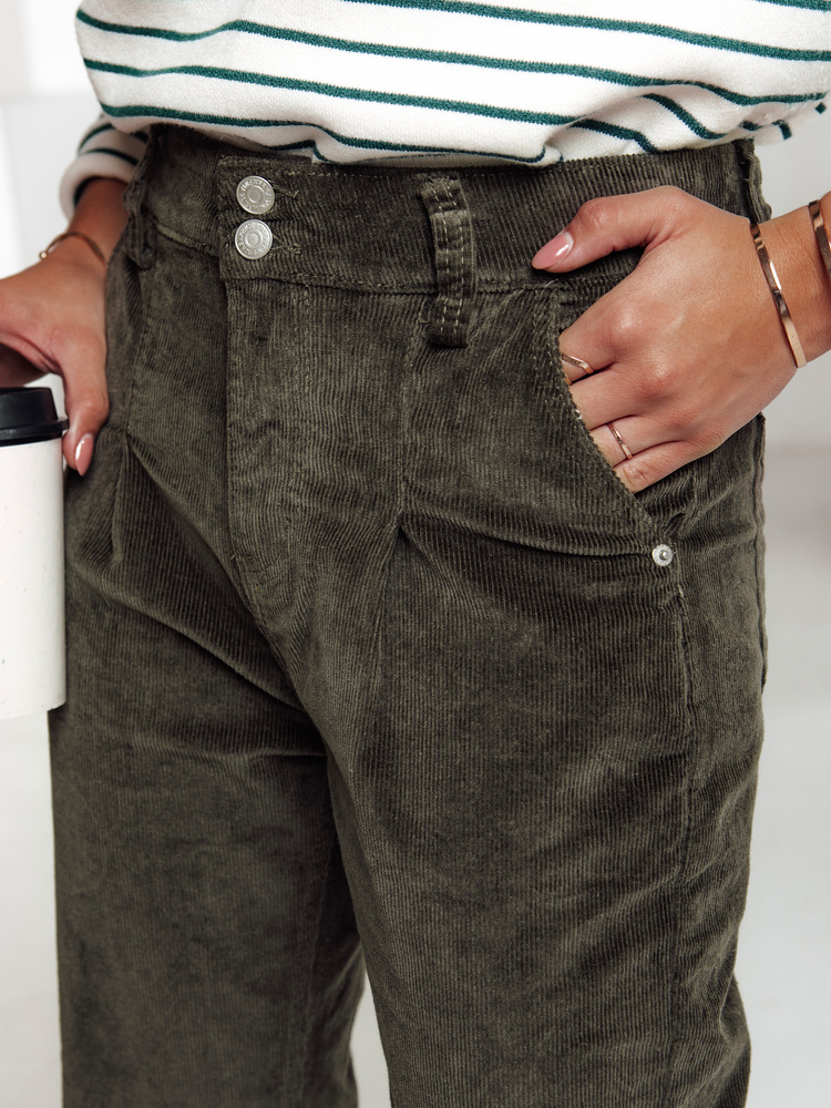 Pantaloni de damă verde închis Dstreet