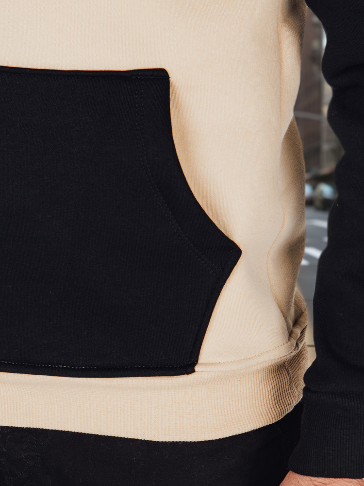 Bluza męska basic z kapturem beżowa Dstreet