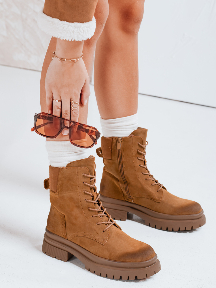 Botki damskie BASTEL kamelowe Dstreet