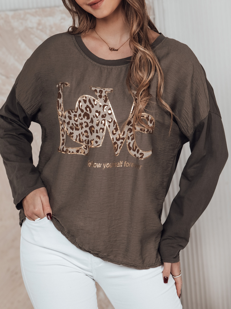 Bluză de damă LOVEGLOW, maro închis