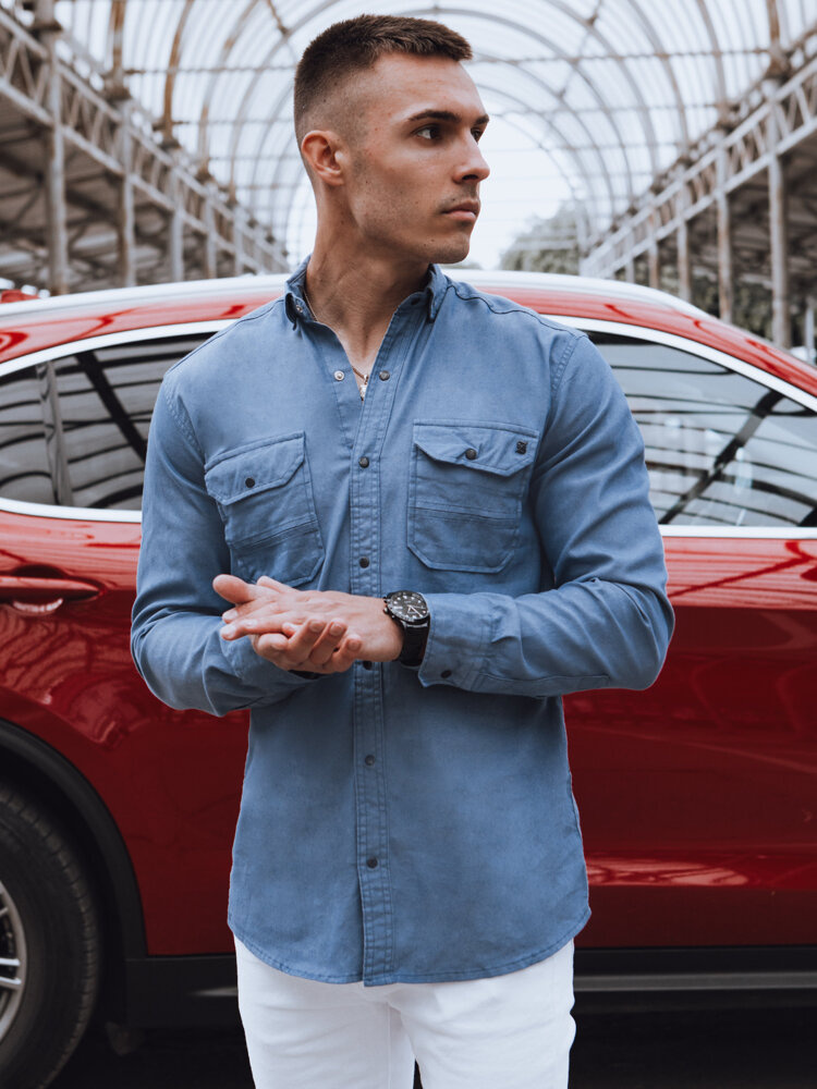 Koszula męska jeansowa niebieska Dstreet