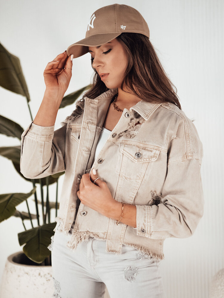 Kurtka damska jeansowa oversize MOLI ciemnobeżowa Dstreet