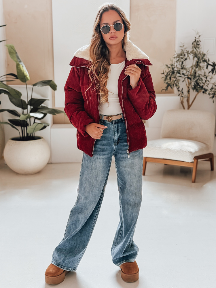 Jachetă de iarnă cu ținte pentru femei TRENDYGLAM bordo