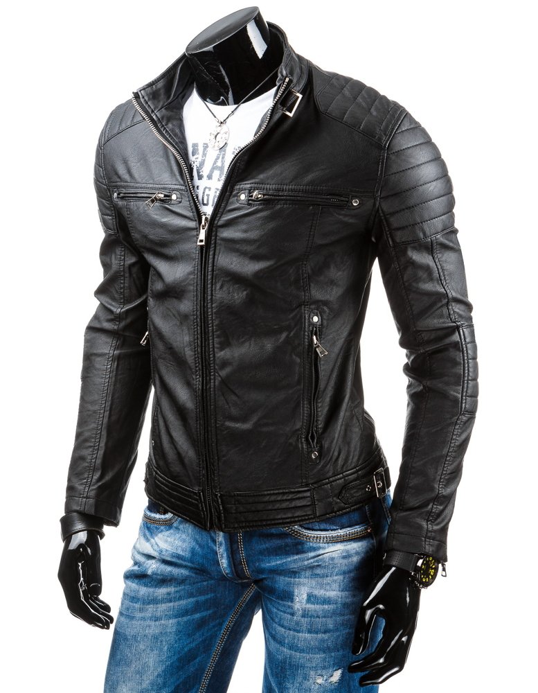 Black Men's Leather Jacket TX3247