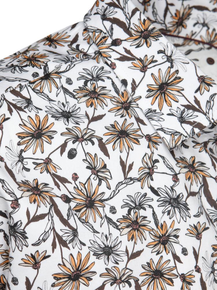 Cămașă bărbătească cu imprimeu floral, albă