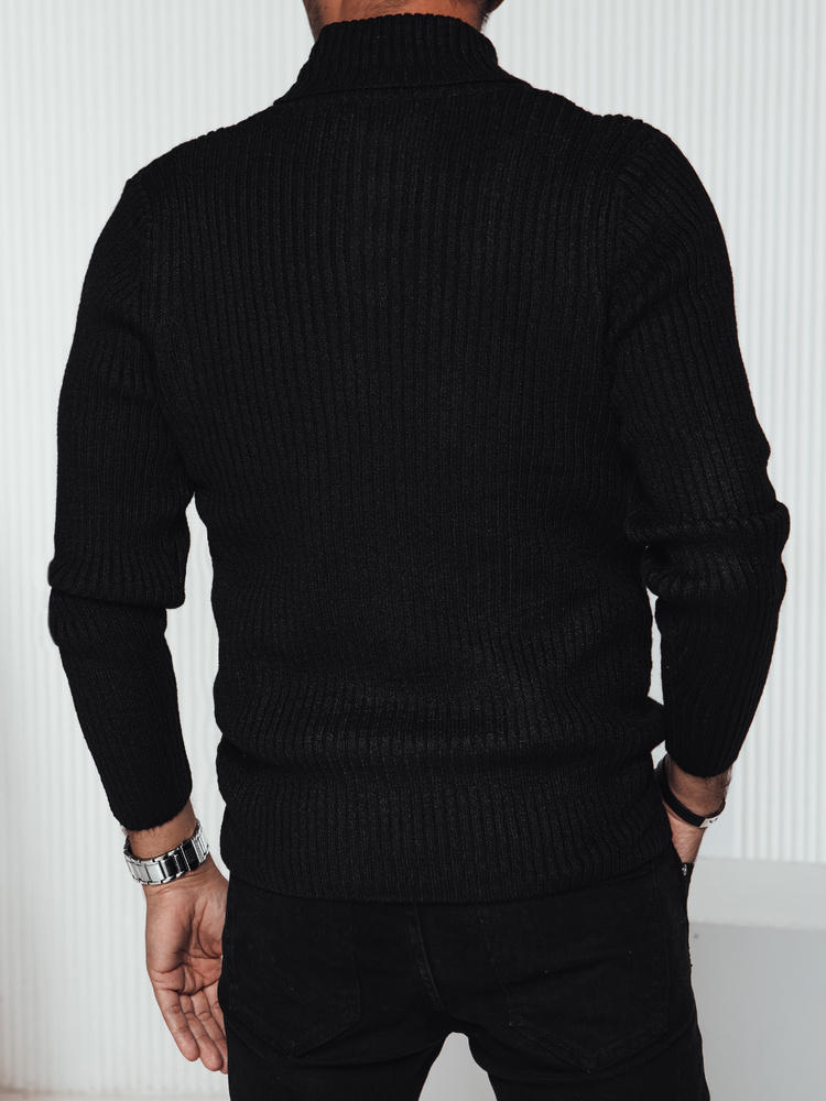Pulover negru bărbătesc cu guler șal