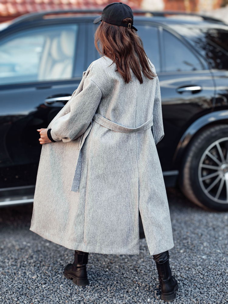 Palton lung de damă OPULENA cu curea