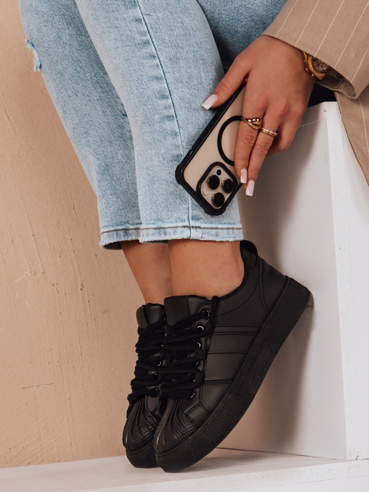 Teniși negri pentru femei SNEAKI