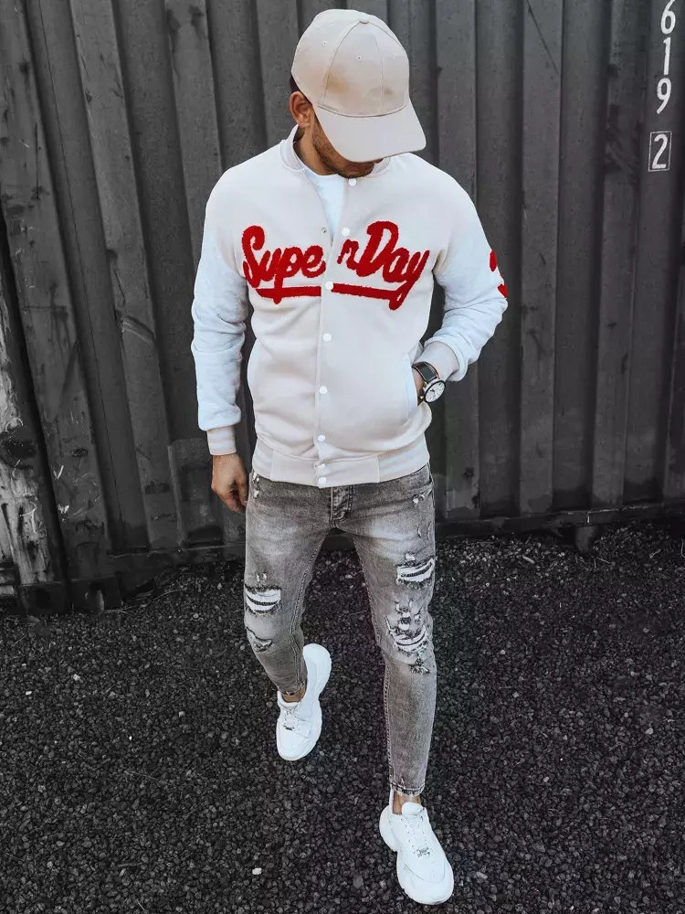 Bluza męska rozpinana ecru Dstreet
