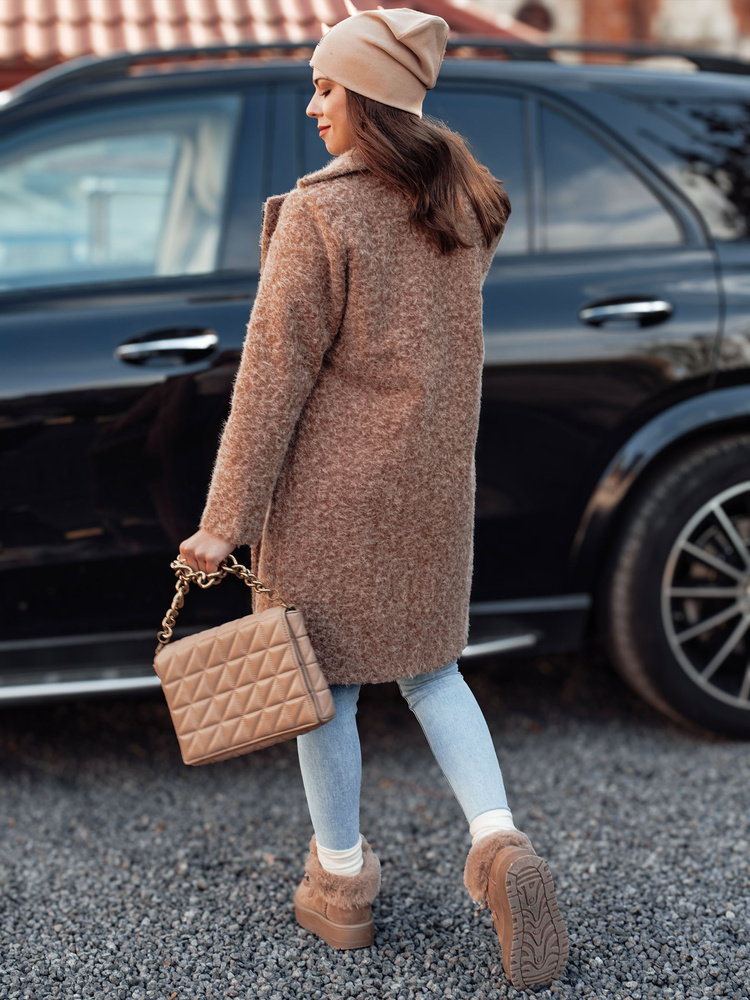 Palton de damă MOODLAY din piele de miel bej