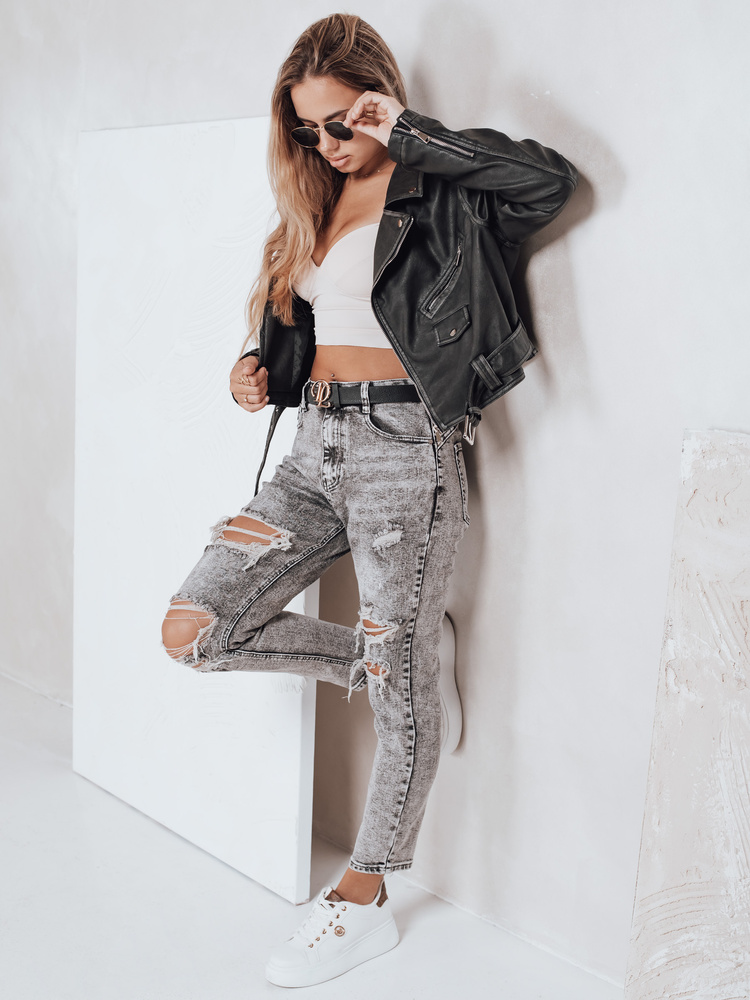 Blugi push-up pentru femei cu găuri, gri