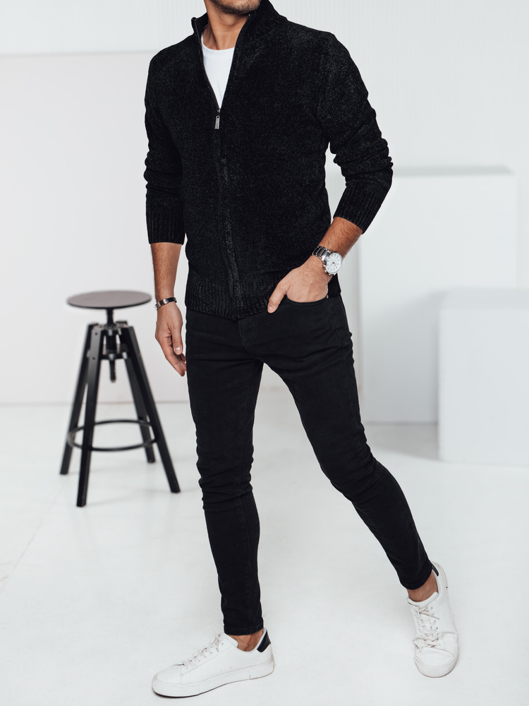 Sweter męski rozpinany czarny Dstreet