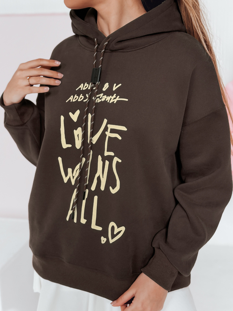 Bluza damska oversize z kapturem LOVEWILL brązowa Dstreet