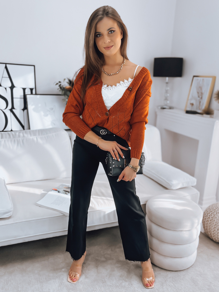 Sweter damski rozpinany MAILA rudy Dstreet