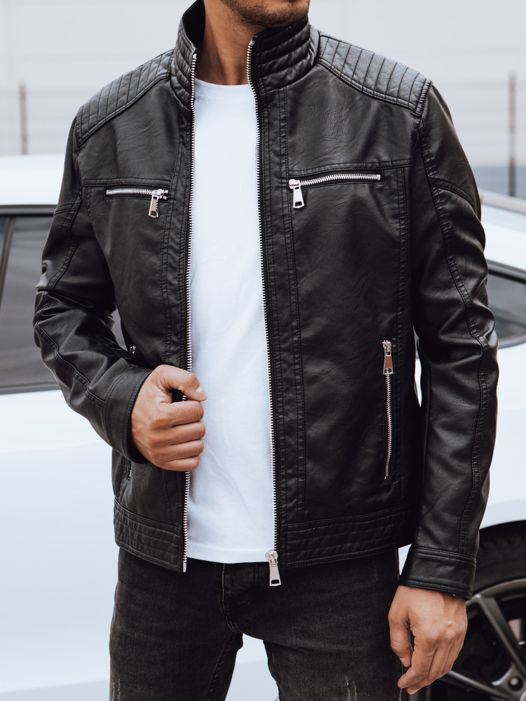 Kurtka skórzana męska czarna Dstreet