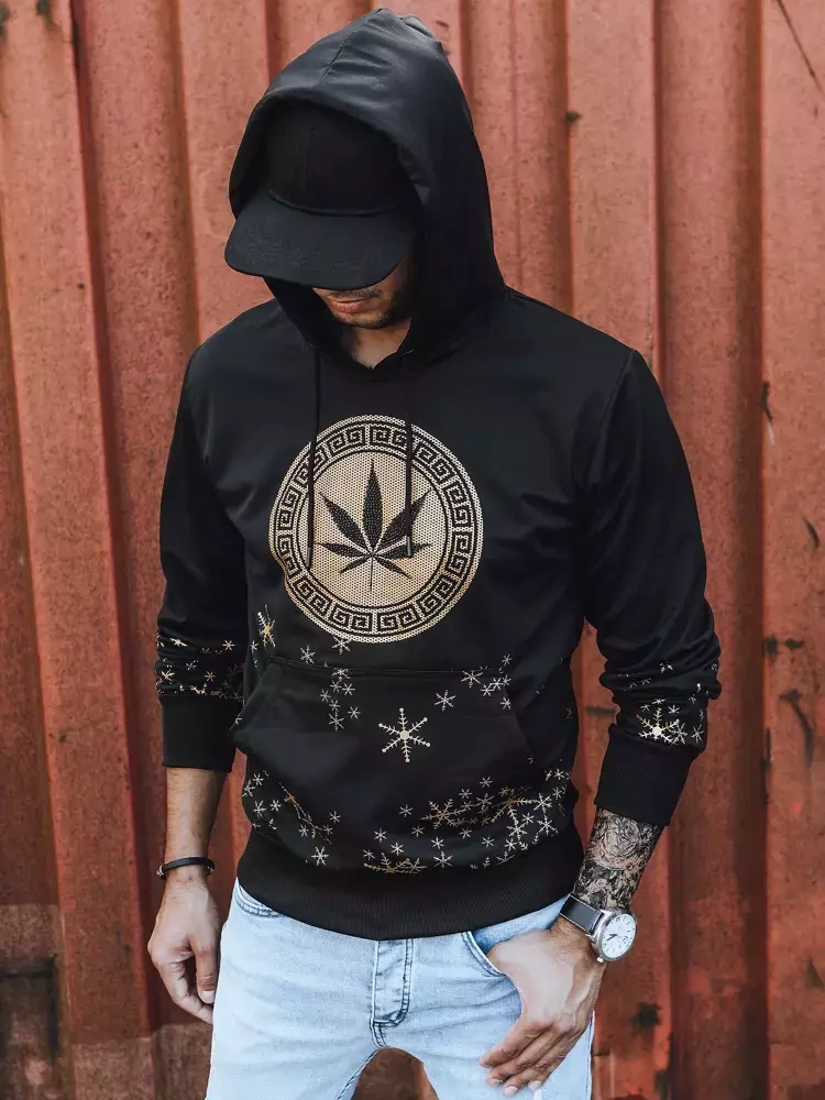 Bluza męska z nadrukiem czarna Dstreet