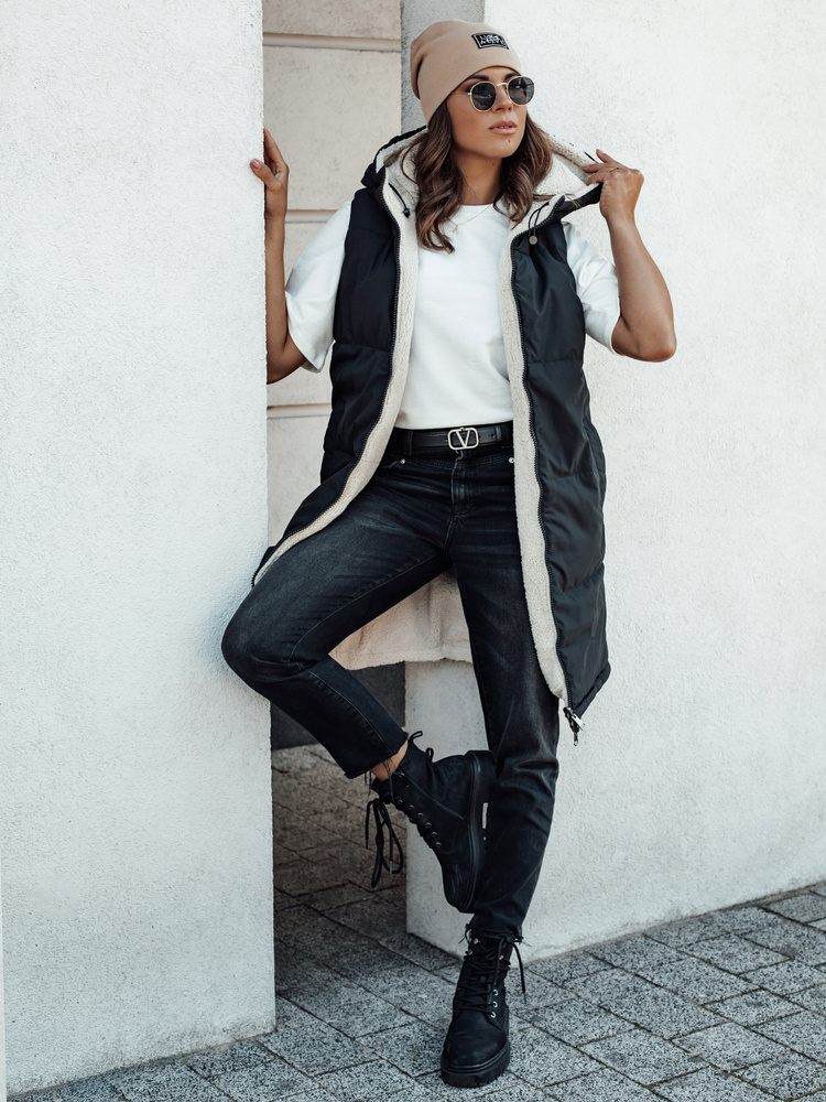 Vestă lungă de damă COSYVIVA cu glugă