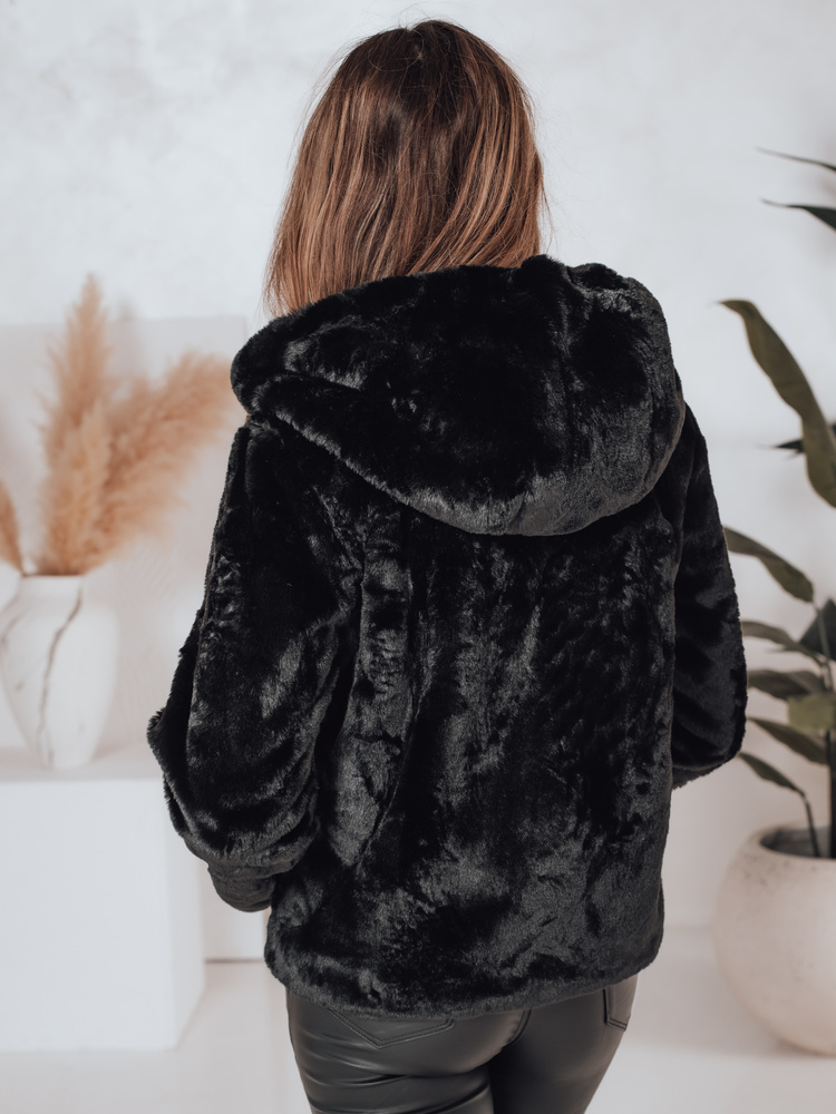 Haină scurtă de blană neagră ELMIRIS