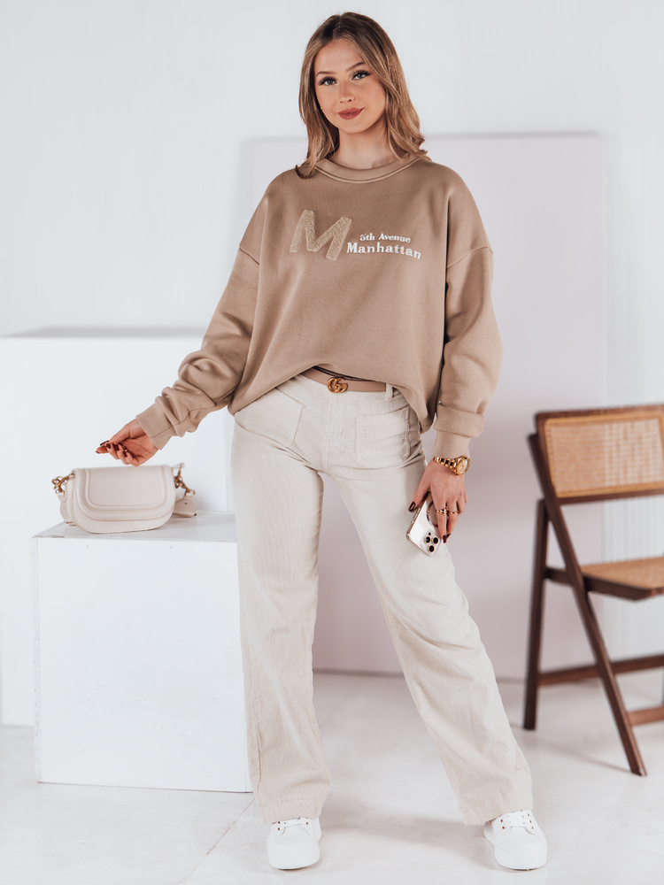 Bluza damska one size oversize AVENUE kawowy Dstreet