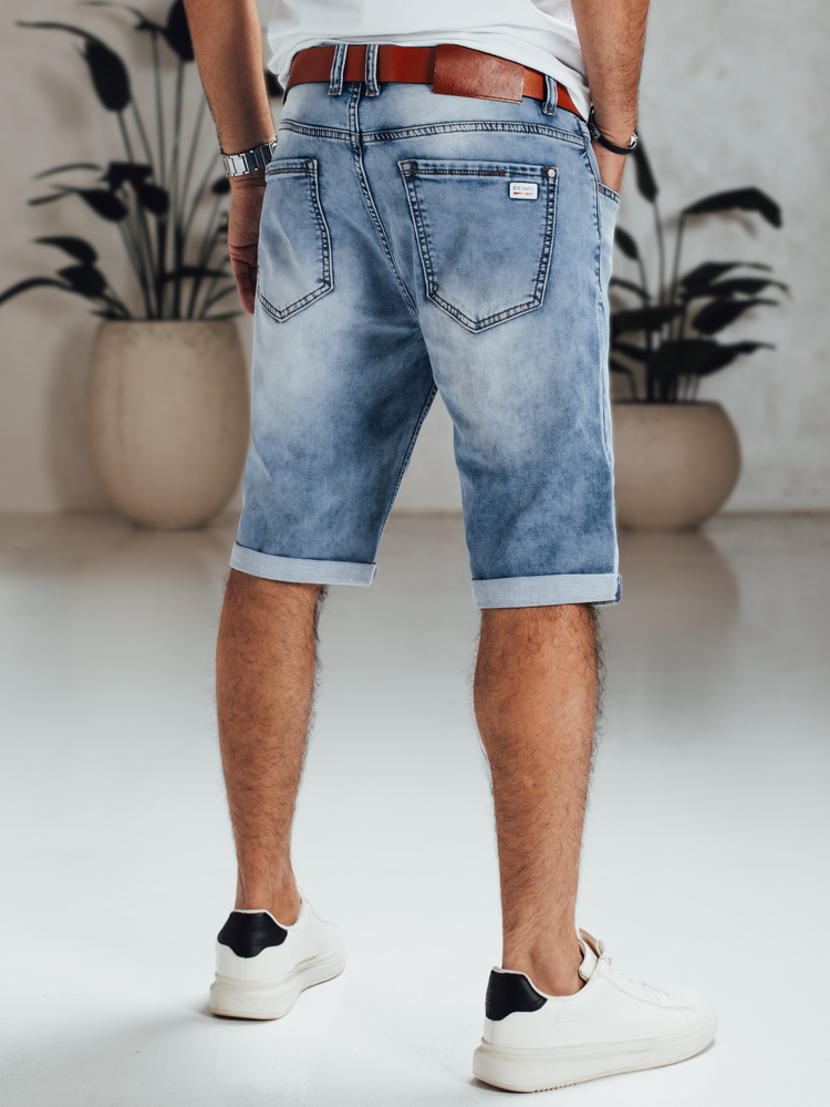 Spodenki męskie jeansowe niebieskie z paskiem Dstreet