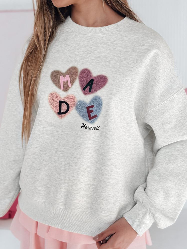 Bluza damske oversiz z sercami MADELIN szara Dstreet