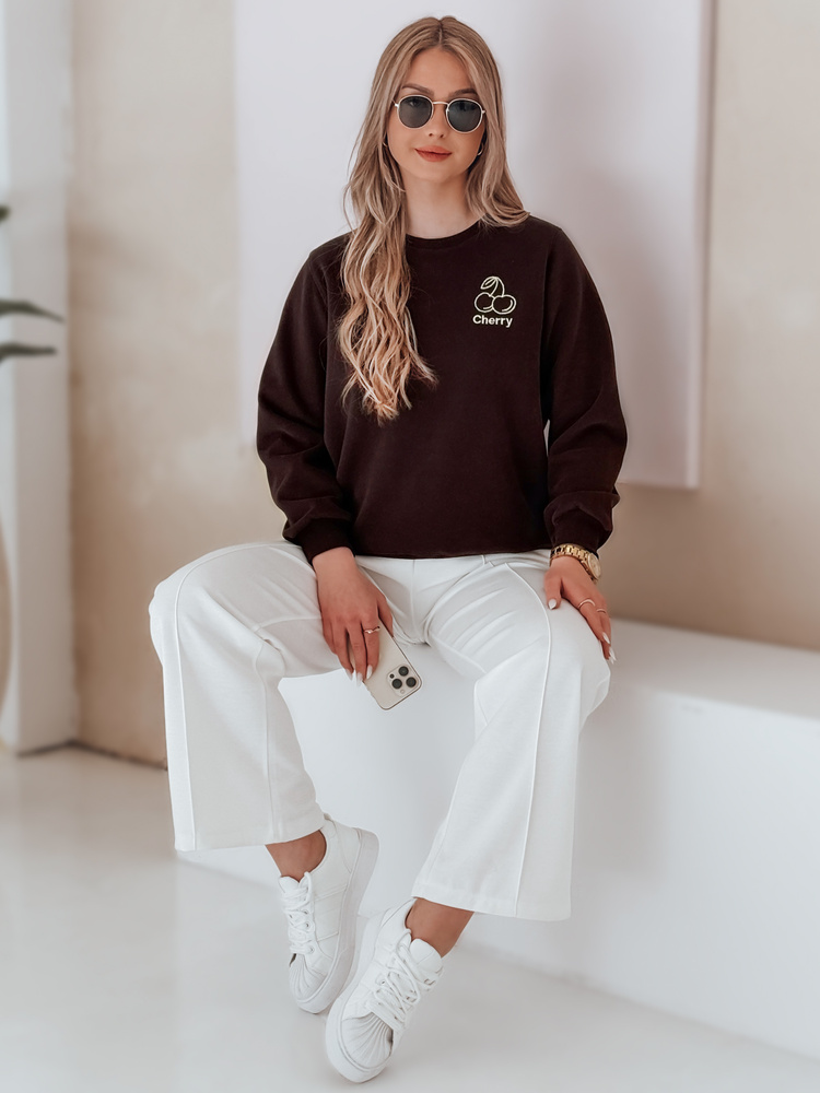 Bluza damska oversize z haftem CHERSOFT brązowa Dstreet