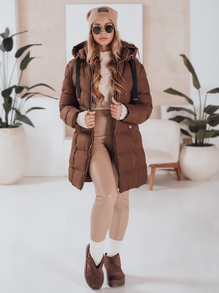 Geacă de iarnă pentru femei GABRIELLE cu glugă, maro