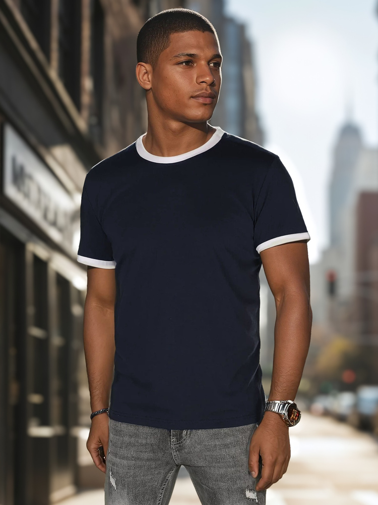 T-shirt męski basic granatowy Dstreet