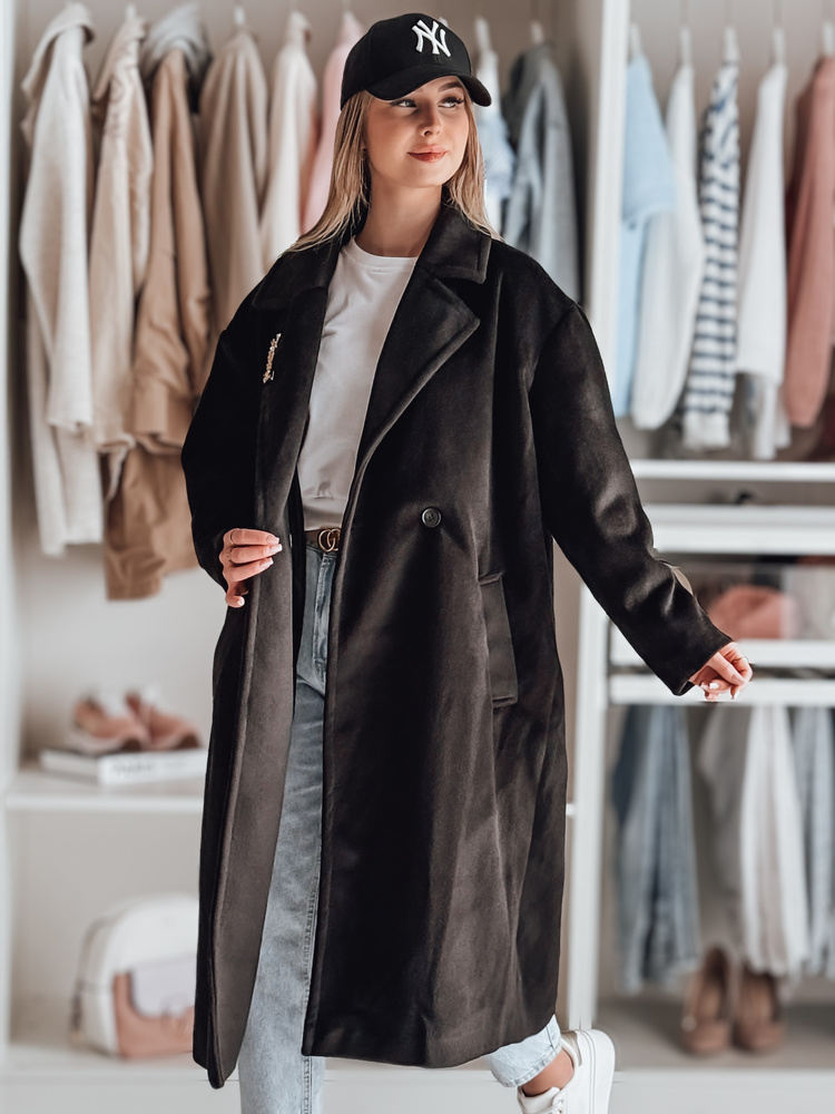 Płaszcz damski przejściowy oversize LORINESS czarna Dstreet TY4692