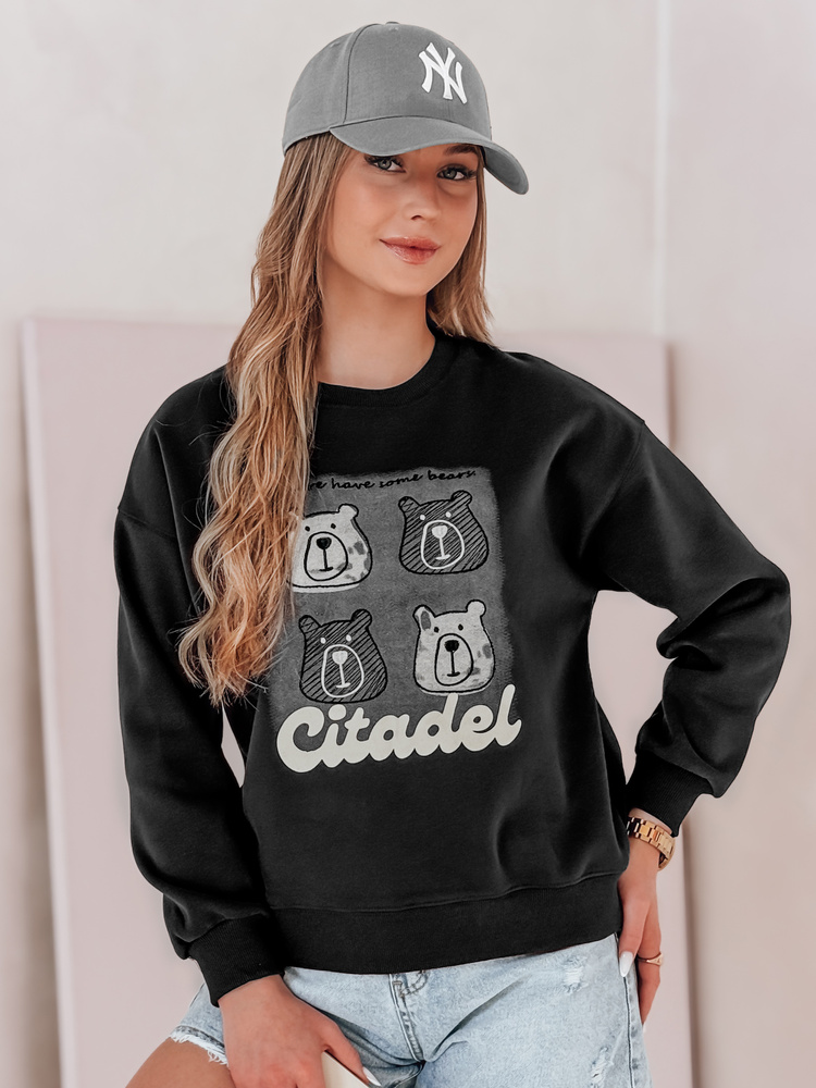 Bluza damska oversize z misiami MISOBEARS czarna Dstreet