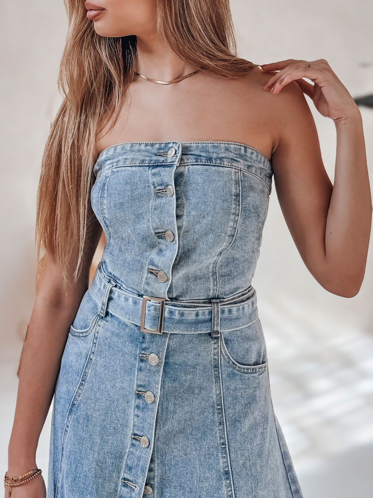 Rochie midi din denim cu curea SUMMER SKY