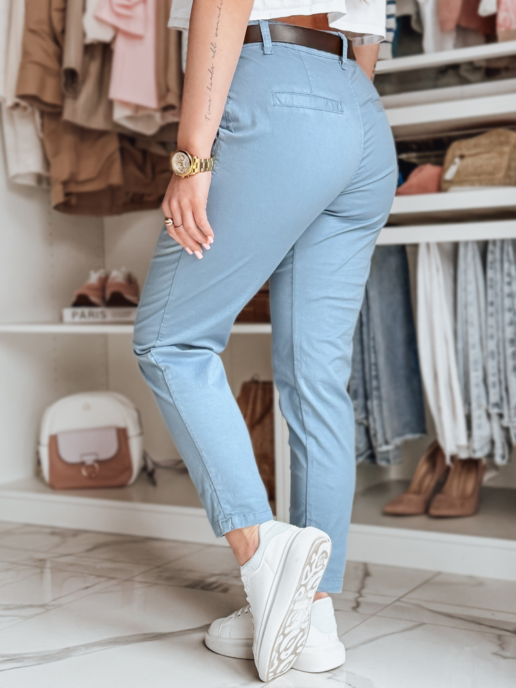 Pantaloni chino de damă MODELA cu curea, albaștri