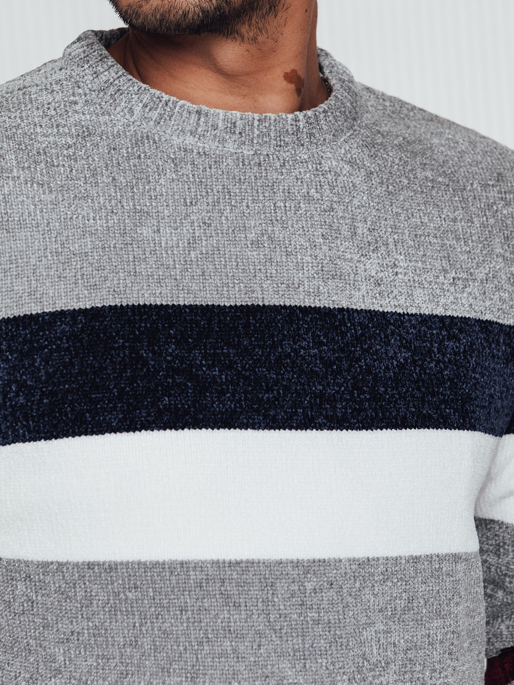 Sweter męski w paski szary Dstreet