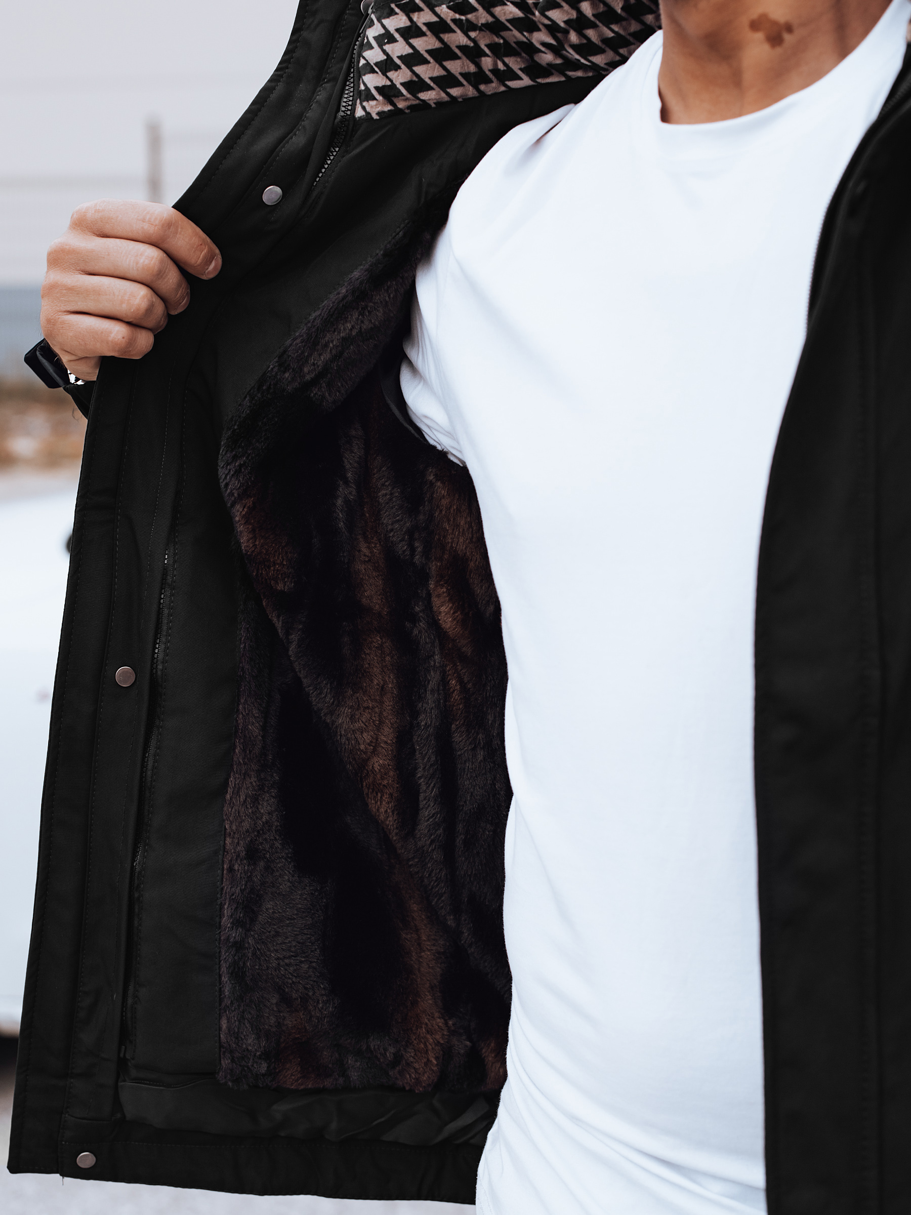 Kurtka męska przejściowa z kapturem czarna Dstreet